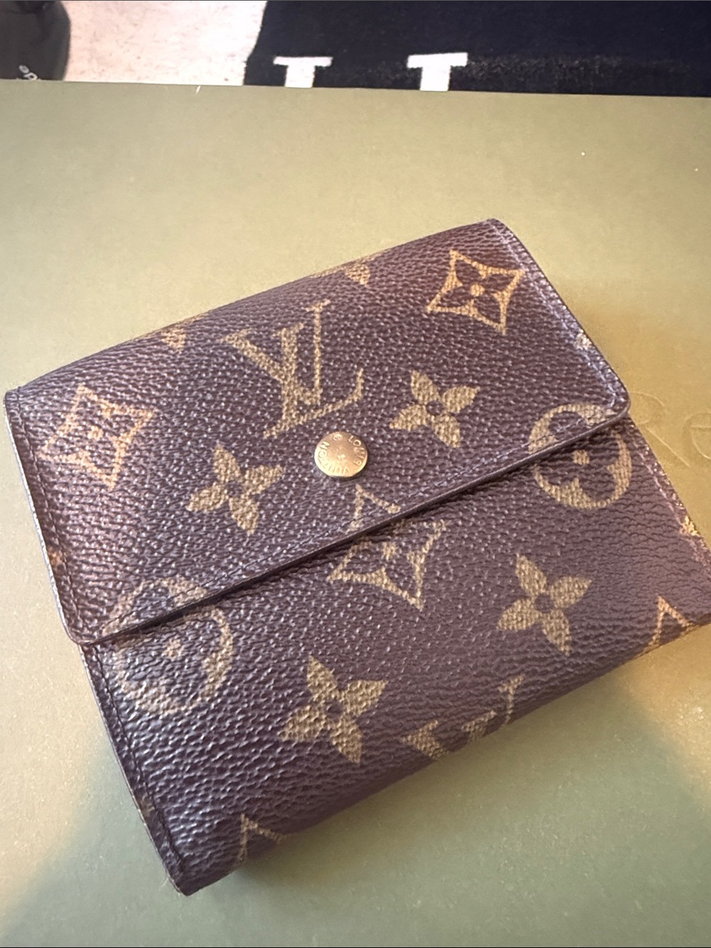 Louis Vuitton Monogram Canvas Compact Wallet in Brown & Gold